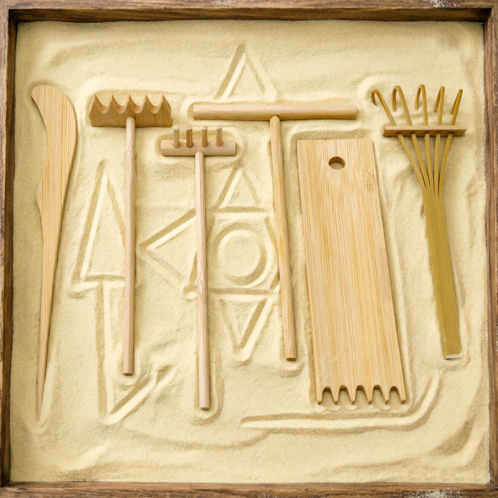 Gardening Tools Drawing - Zestaw 6 szt. bambusowych grabli do